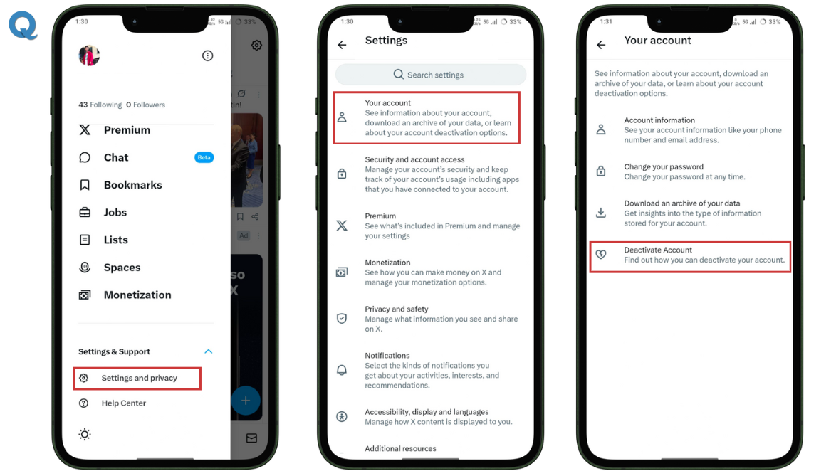 Screenshot showing how to delete Twitter account permanently